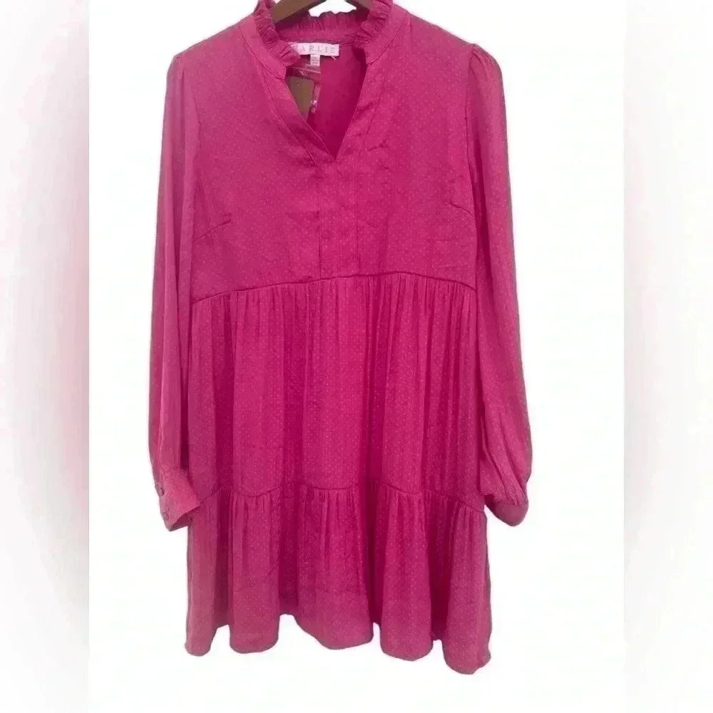 Karlie New With Pink Tags Tonal Dot Long Sleeve Dress - Picture 3 of 10